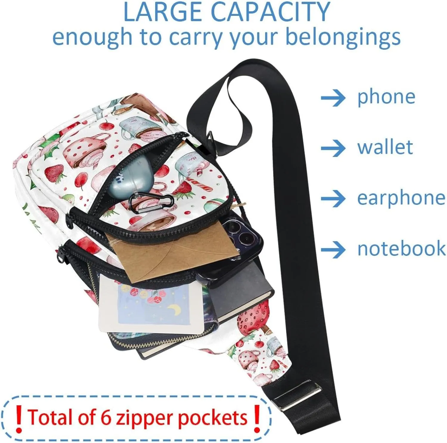 Christmas Sweets Coffee 3 Sling Backpack Bag