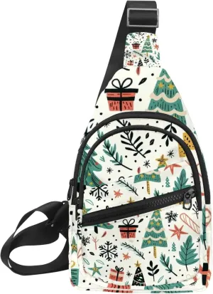 Christmas tree gifts garlands stars twigs and leaves (2) Sling Bag for Women Men Crossbody Shoulder Tote Blet Bags Backpack Fanny Pack Travel Purse