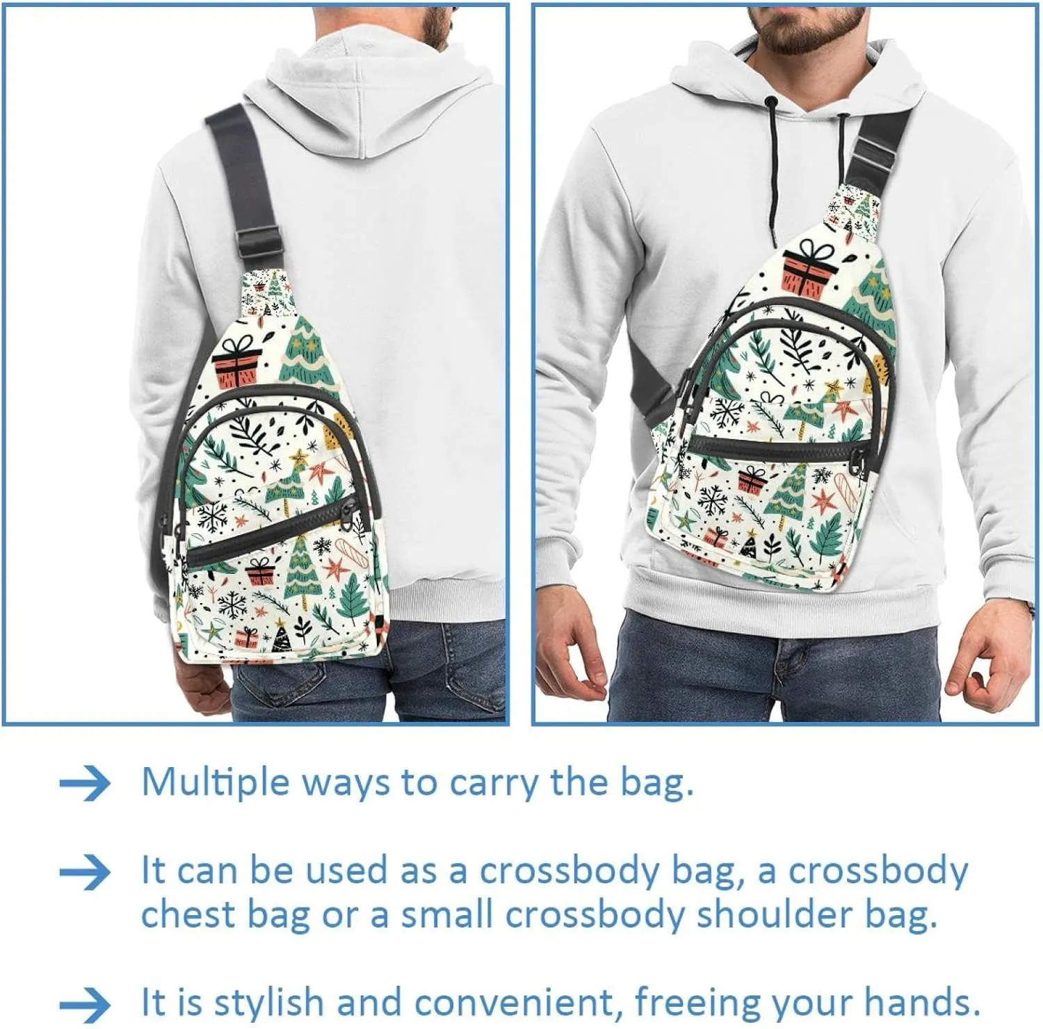 Christmas tree gifts garlands stars twigs and leaves (2) Sling Bag for Women Men Crossbody Shoulder Tote Blet Bags Backpack Fanny Pack Travel Purse