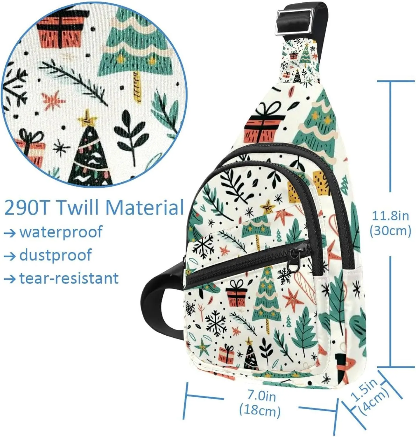 Christmas tree gifts garlands stars twigs and leaves (2) Sling Bag for Women Men Crossbody Shoulder Tote Blet Bags Backpack Fanny Pack Travel Purse
