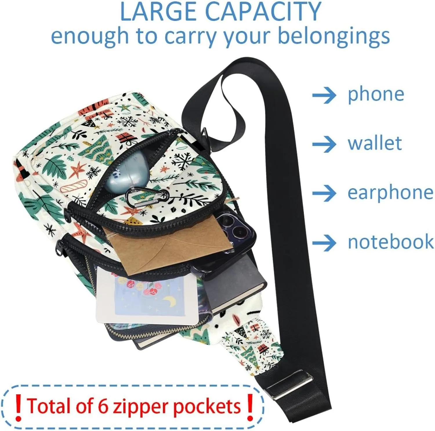 Christmas tree gifts garlands stars twigs and leaves (2) Sling Bag for Women Men Crossbody Shoulder Tote Blet Bags Backpack Fanny Pack Travel Purse