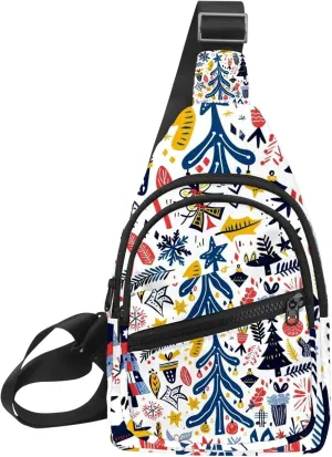 Christmas tree gifts garlands stars twigs and leaves 4 Crossbody Small Sling Bag Sling Backpack for Travel Sports Hiking