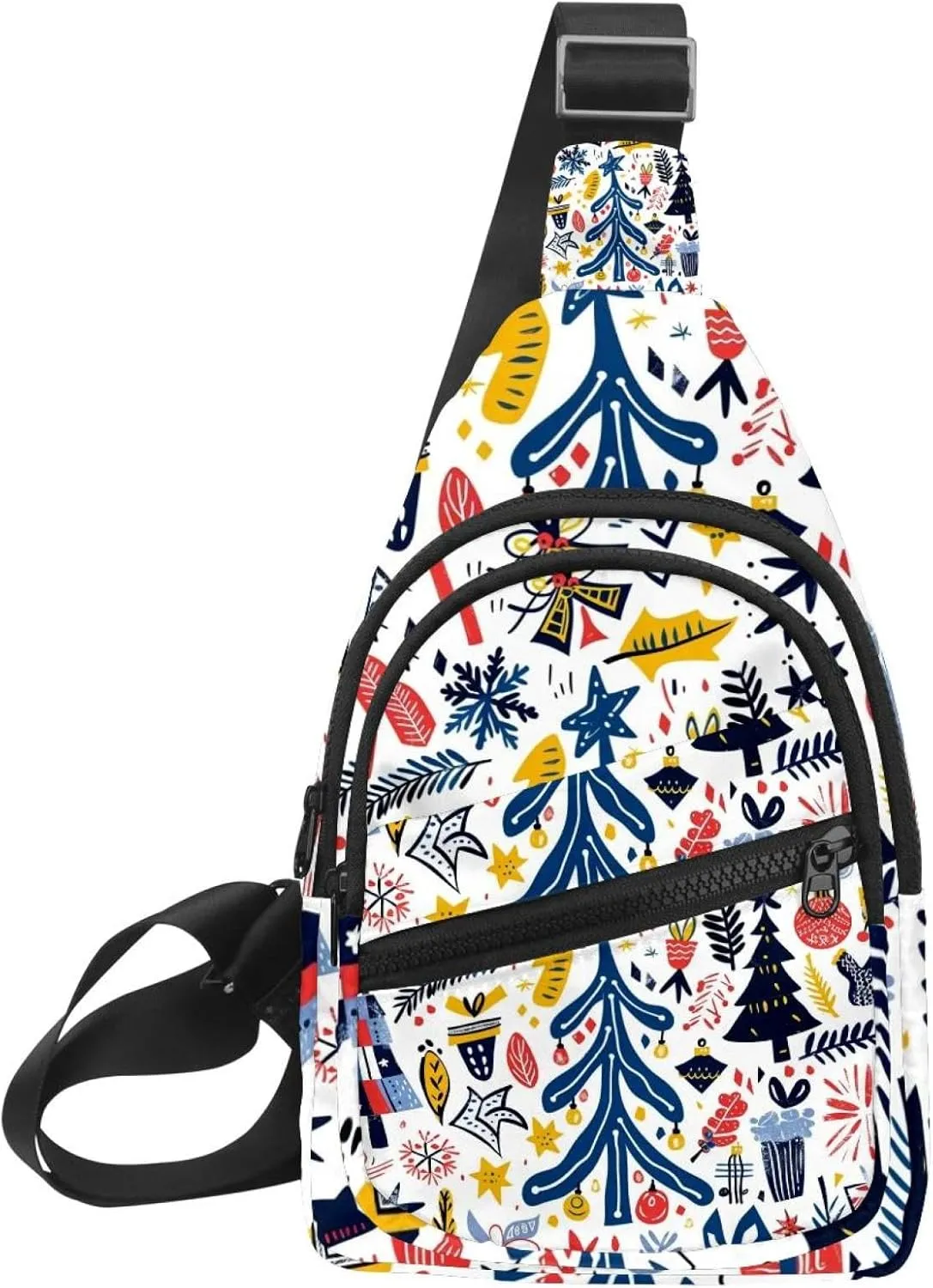 Christmas tree gifts garlands stars twigs and leaves 4 Crossbody Small Sling Bag Sling Backpack for Travel Sports Hiking