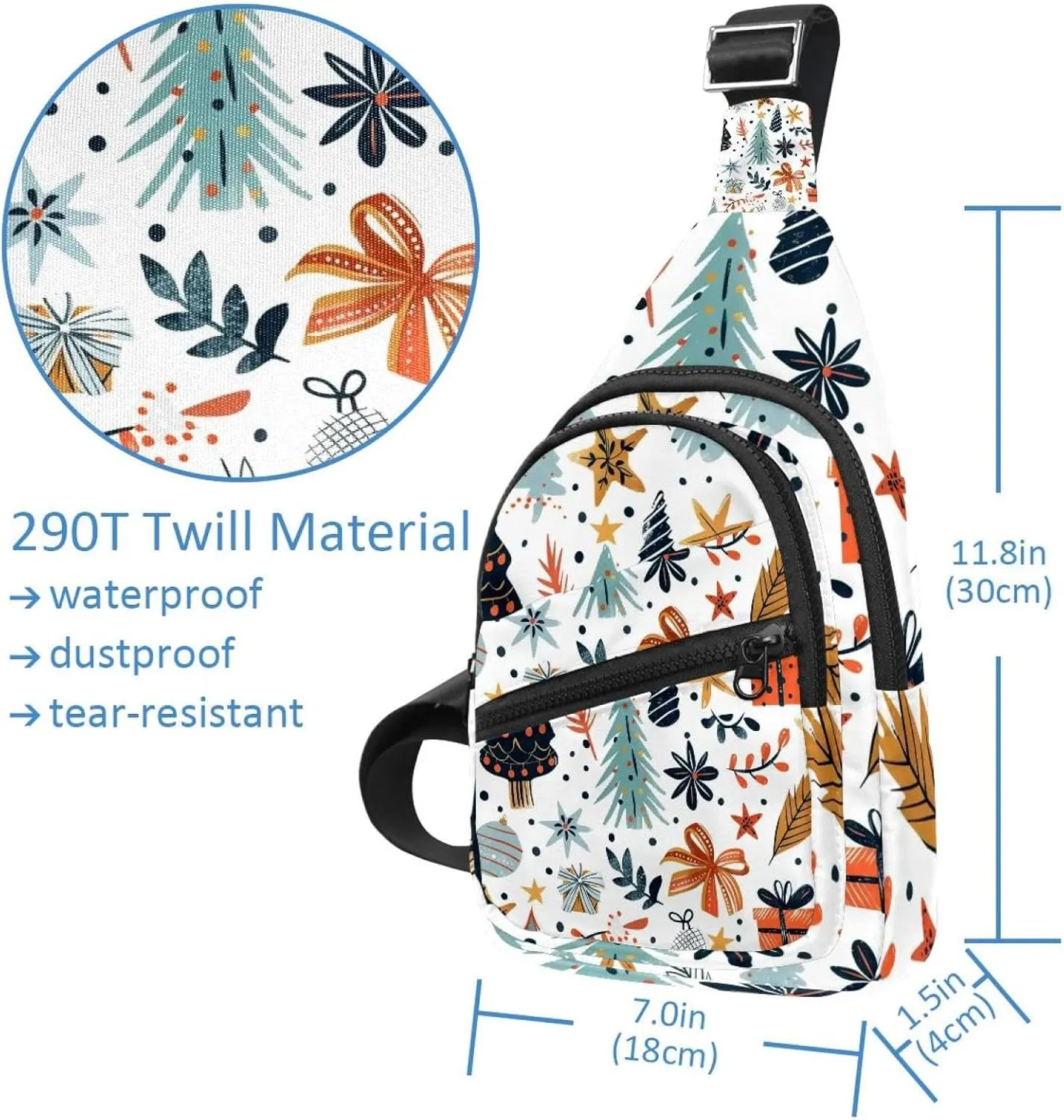 Christmas tree gifts garlands stars twigs and leaves 7 Sling Backpack Bag