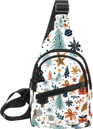 Christmas tree gifts garlands stars twigs and leaves 7 Sling Backpack Bag