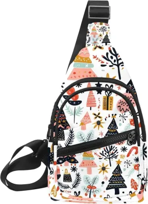 Christmas tree gifts garlands stars twigs and leaves 9 Sling Backpack, Adjustable Crossbody Shoulder Bag Travel Hiking Daypack
