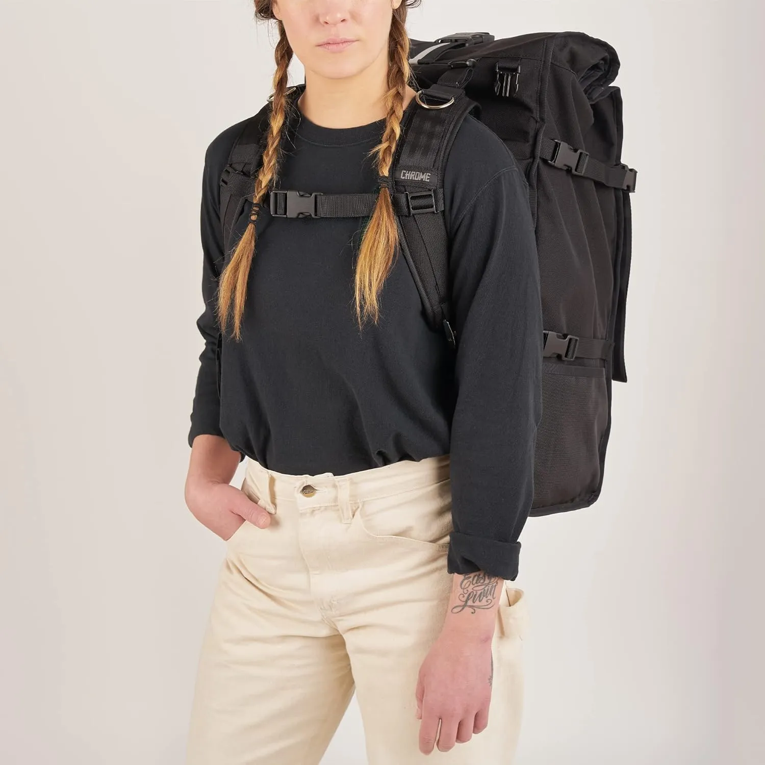 Chrome Industries Pro Barrage Waterproof Roll-Top Satchel Backpack Black Black