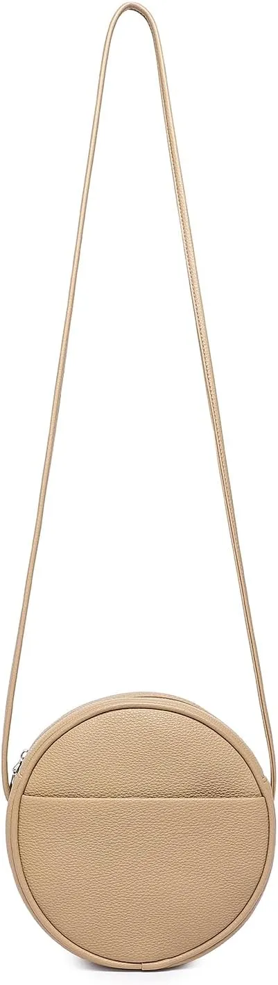 Circle Crossbody Bag for Women NYLON Circle Purse with Zipper Adjustable Knot Shoulder Straps