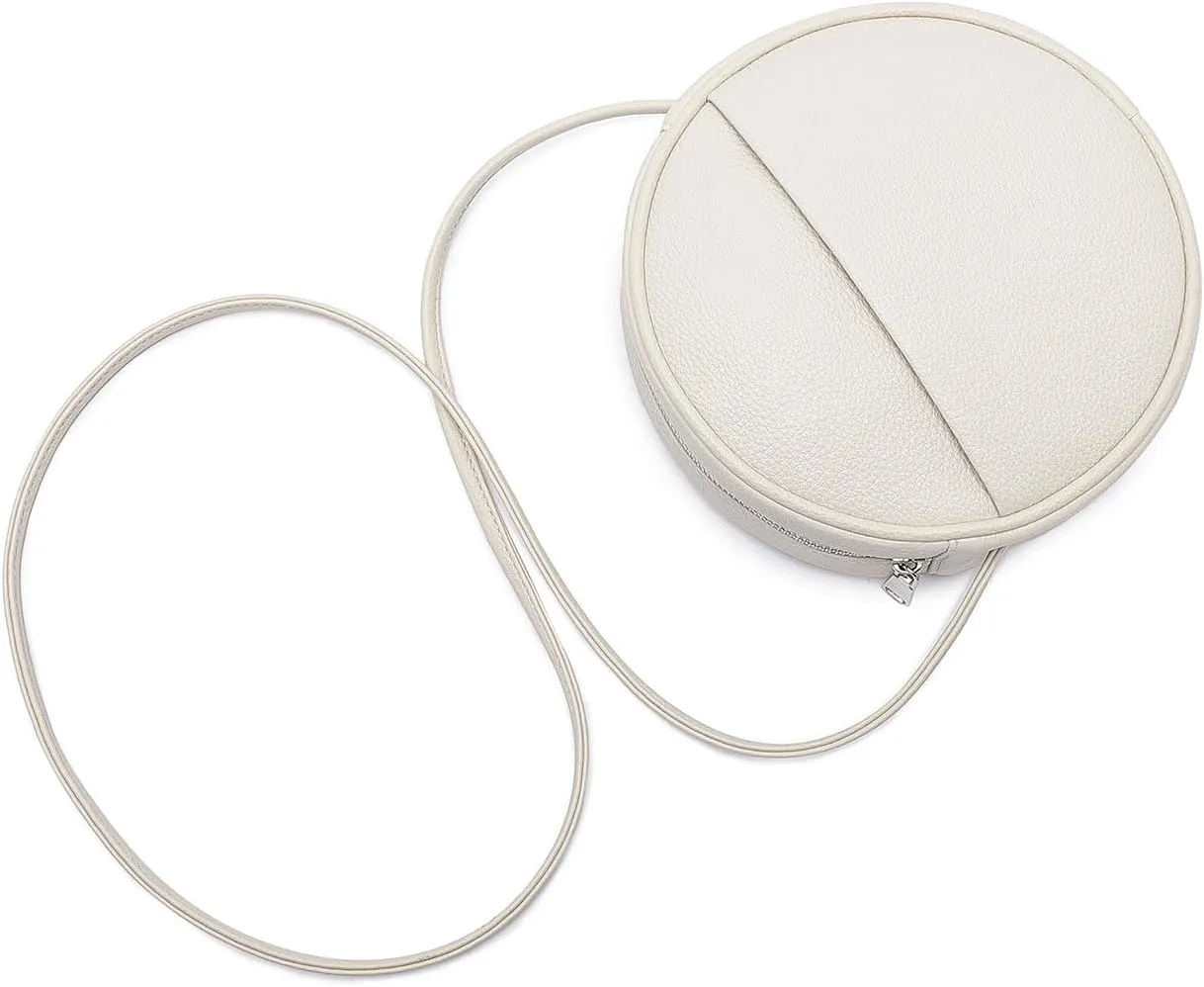 Circle Crossbody Bag for Women NYLON Circle Purse with Zipper Adjustable Knot Shoulder Straps