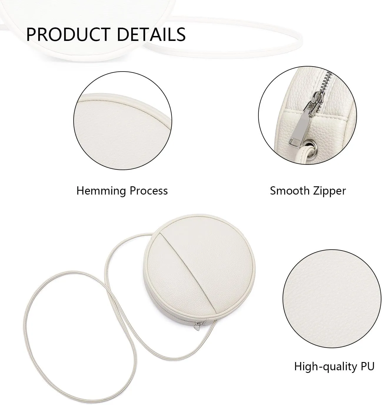 Circle Crossbody Bag for Women NYLON Circle Purse with Zipper Adjustable Knot Shoulder Straps