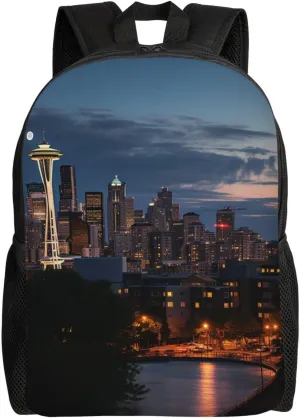 City Seattle Travel Backpack for Women Men Large Laptop Bag 16.1Inch College Bag Casual Daypack