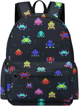 Classic Games Space Invaders Pattern Travel Hiking Laptop Backpack for Men Women Camping Gym Backpacks Funny Casual Bag Gift, 42x30x15cm