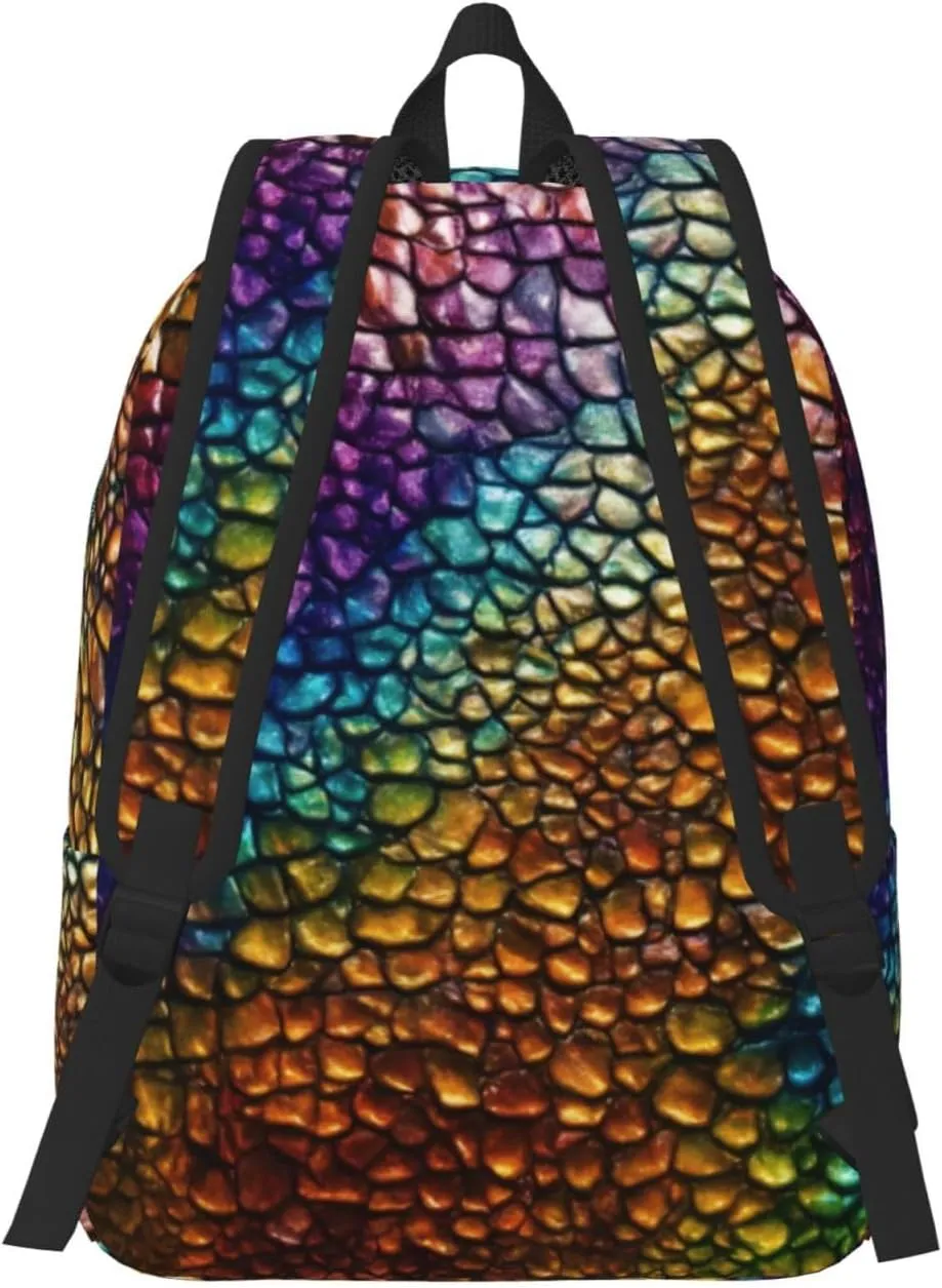 Classic Snake Skin Print Vintage Canvas Backpack,Travel Bag,Stylish And Lightweight With Multiple Pockets