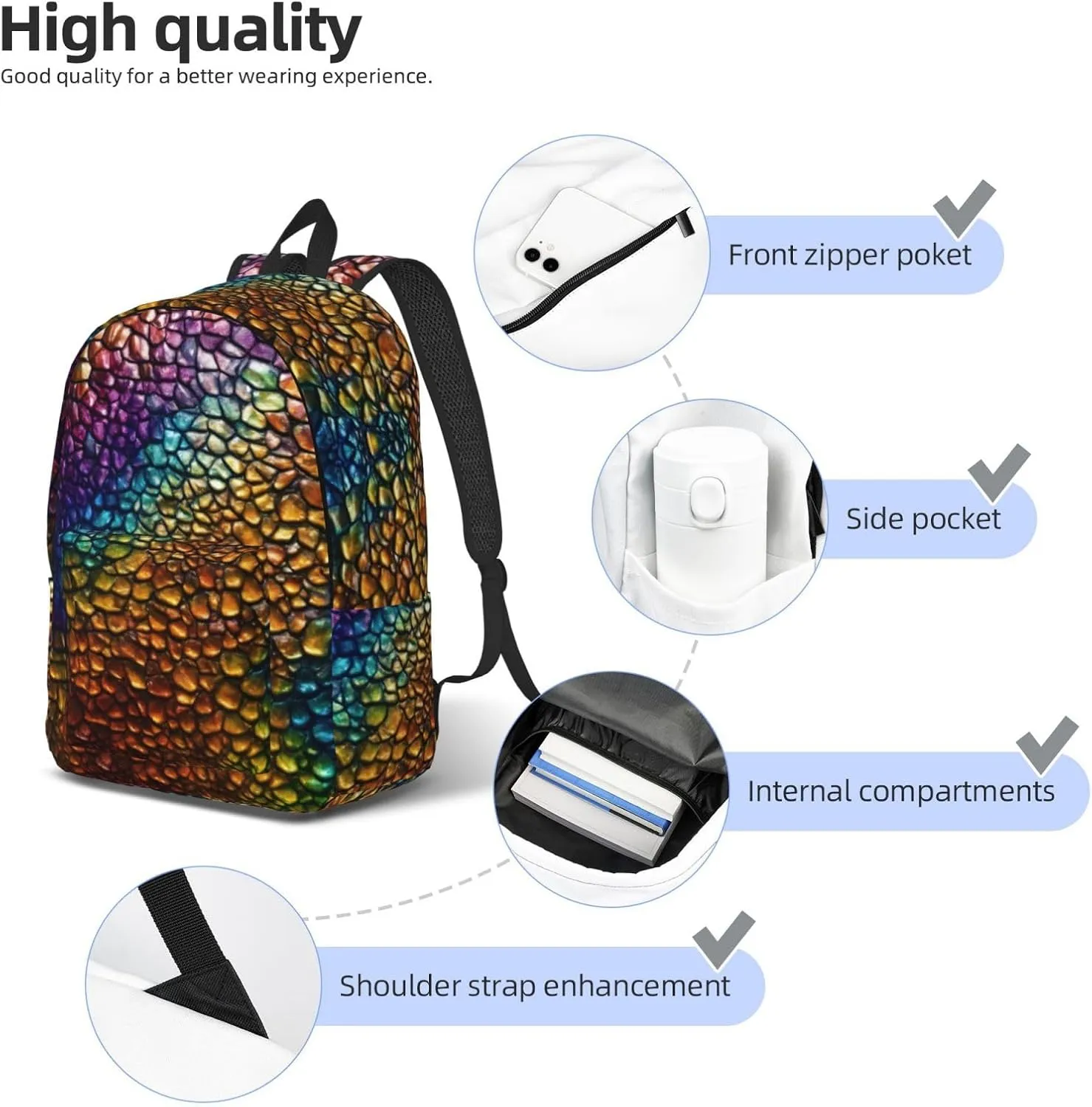 Classic Snake Skin Print Vintage Canvas Backpack,Travel Bag,Stylish And Lightweight With Multiple Pockets