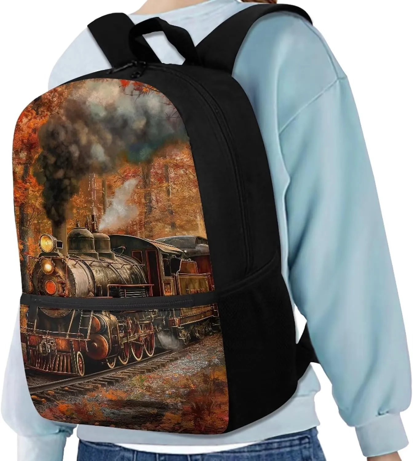 Classic Train Bookbags for 10Th Grade Boys Book Bags for Kids Lightweight Teen Girl Backpack Cute School Backpack for Teens Middle School Backpack Aesthetic Teens Backpack Travel