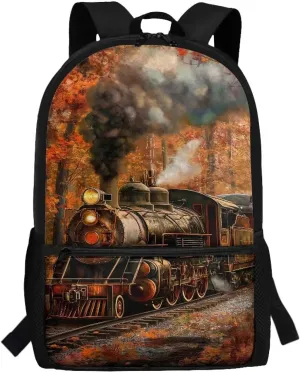 Classic Train Bookbags for 10Th Grade Boys Book Bags for Kids Lightweight Teen Girl Backpack Cute School Backpack for Teens Middle School Backpack Aesthetic Teens Backpack Travel