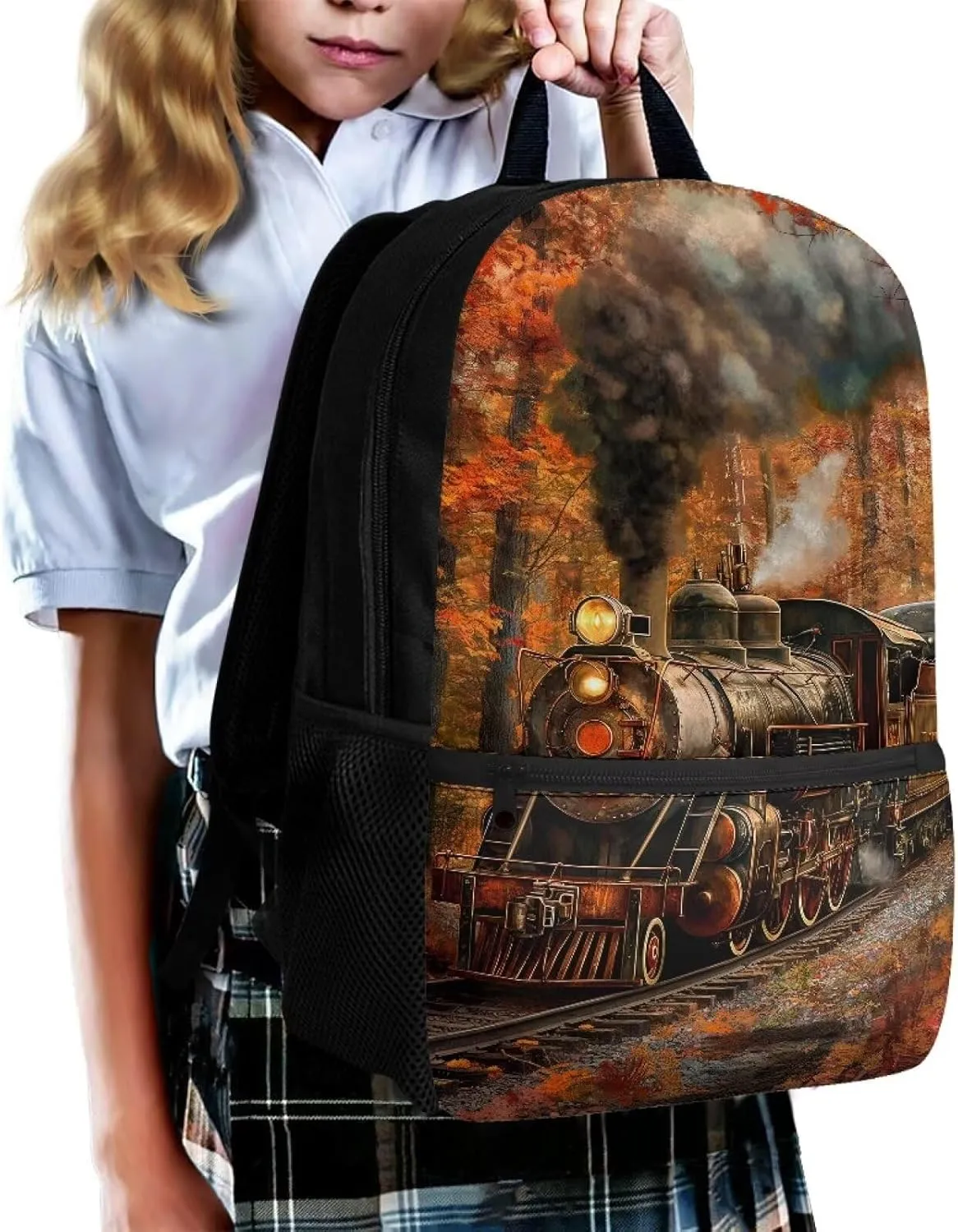 Classic Train Bookbags for 10Th Grade Boys Book Bags for Kids Lightweight Teen Girl Backpack Cute School Backpack for Teens Middle School Backpack Aesthetic Teens Backpack Travel