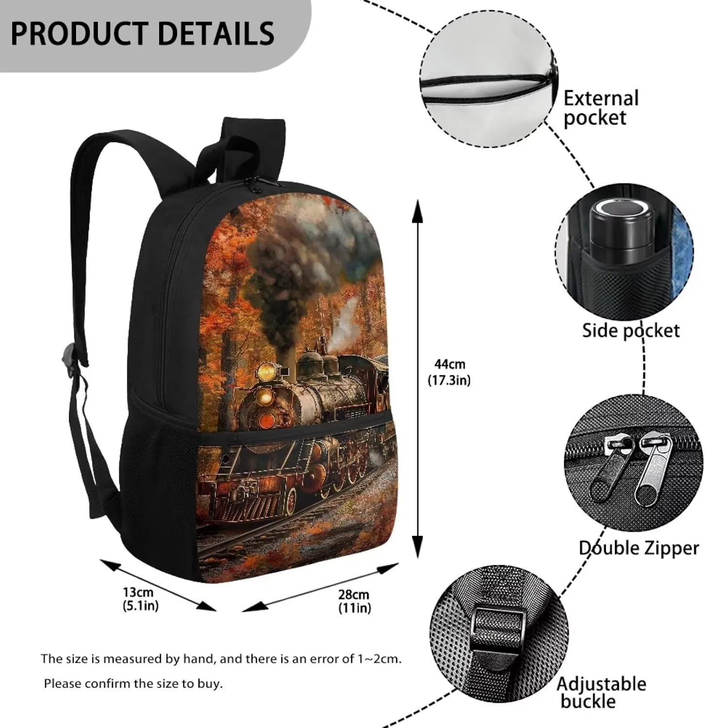 Classic Train Bookbags for 10Th Grade Boys Book Bags for Kids Lightweight Teen Girl Backpack Cute School Backpack for Teens Middle School Backpack Aesthetic Teens Backpack Travel