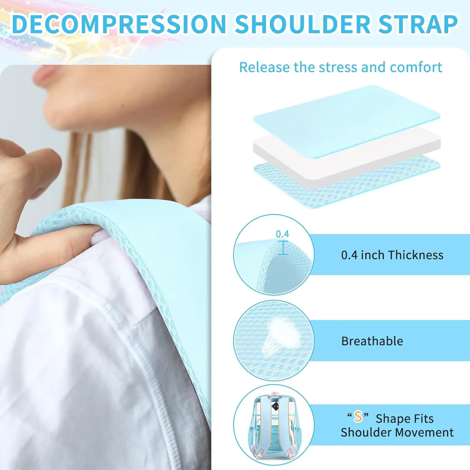 Clear Backpack for School Heavy Duty Transparent Bookbag for Girls Clear Bags See Through Backpack Sport Events Concert Stadium Approved-Blue