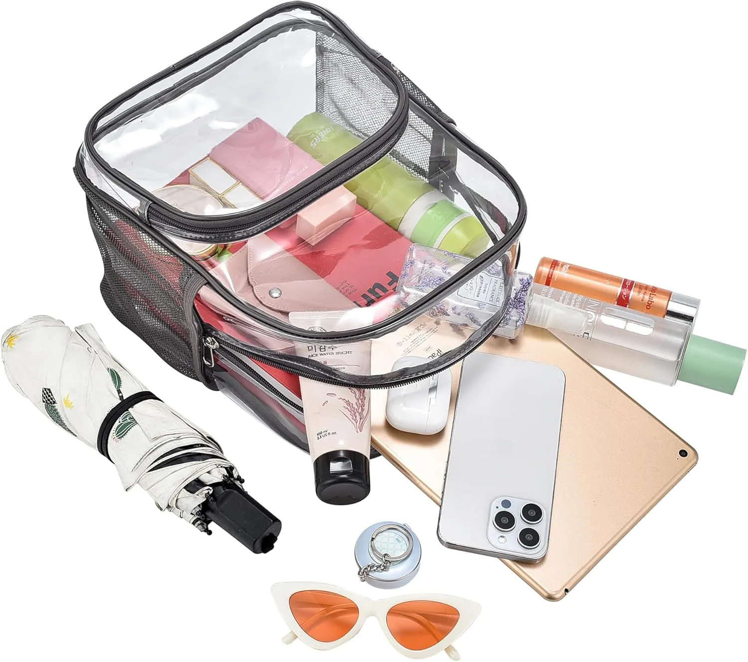 Clear Backpack for Stadium Events 12x12x6 with Front Pocket for Concert Sport Fashion Women Backpack Events Work Travel(Charcoal Gray)