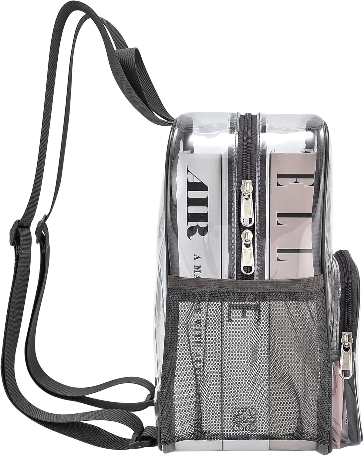 Clear Backpack for Stadium Events 12x12x6 with Front Pocket for Concert Sport Fashion Women Backpack Events Work Travel(Charcoal Gray)