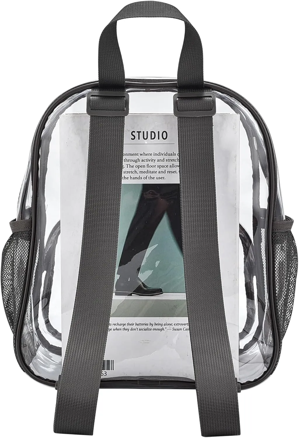 Clear Backpack for Stadium Events 12x12x6 with Front Pocket for Concert Sport Fashion Women Backpack Events Work Travel(Charcoal Gray)