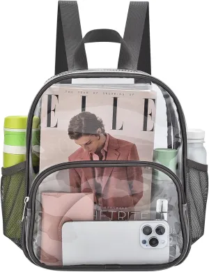 Clear Backpack for Stadium Events 12x12x6 with Front Pocket for Concert Sport Fashion Women Backpack Events Work Travel(Charcoal Gray)