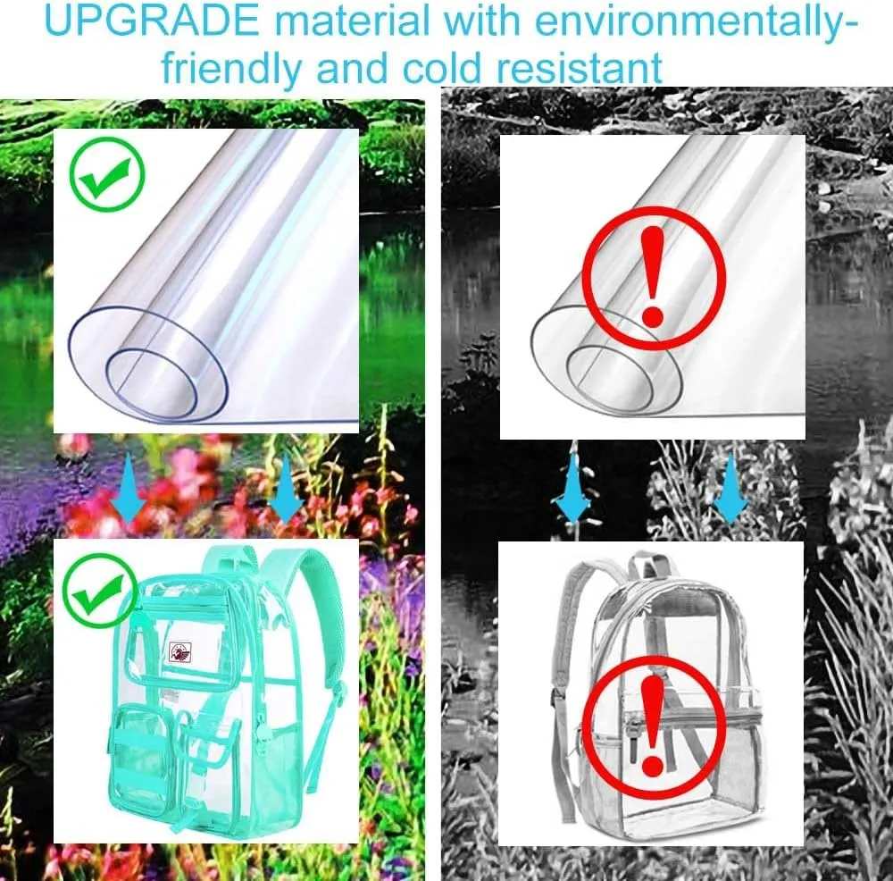 Clear Backpack, Transparent Bookbag Heavy Duty See Through Backpacks