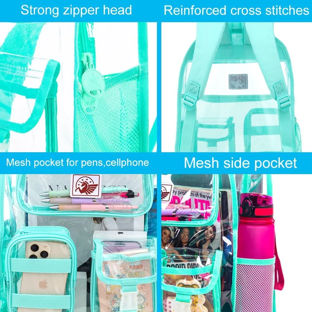 Clear Backpack, Transparent Bookbag Heavy Duty See Through Backpacks