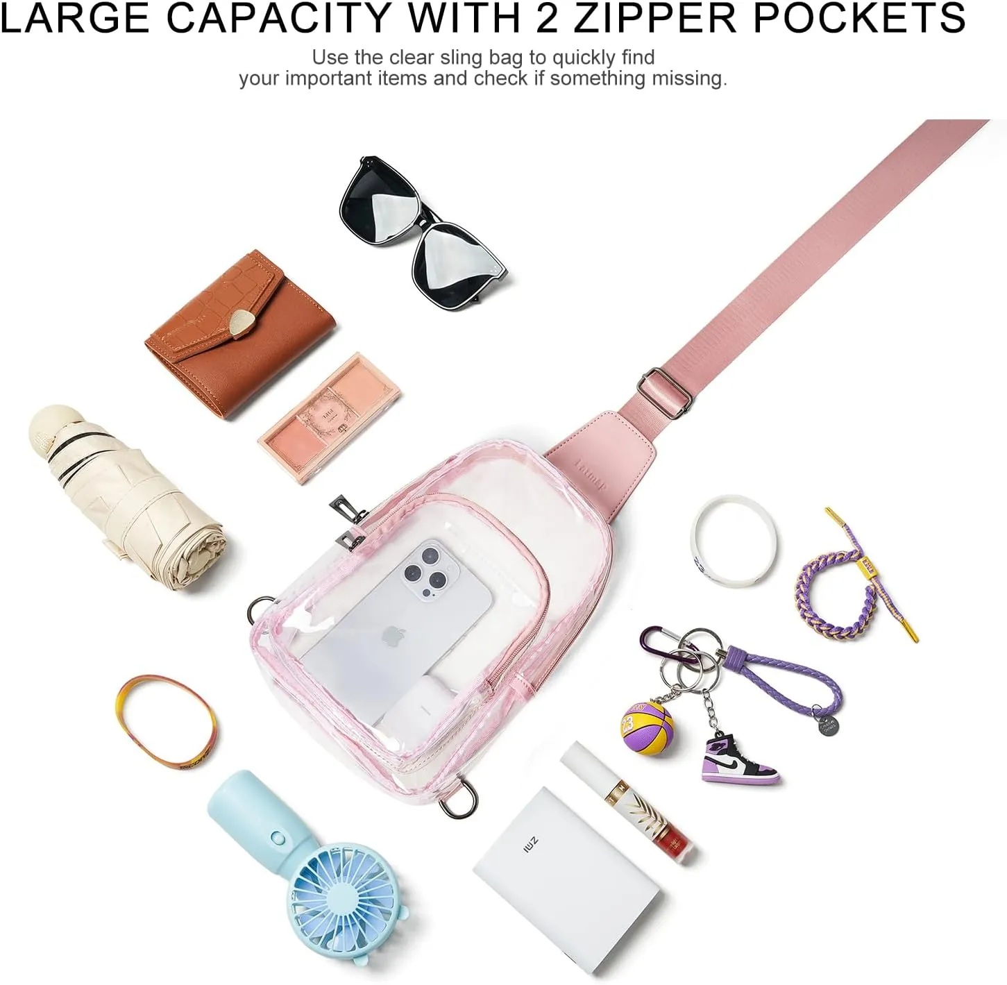 Clear Bag for Stadium Events, Clear Purse for Women Stadium Crossbody Bag, Transparent Bag for Concerts Sports