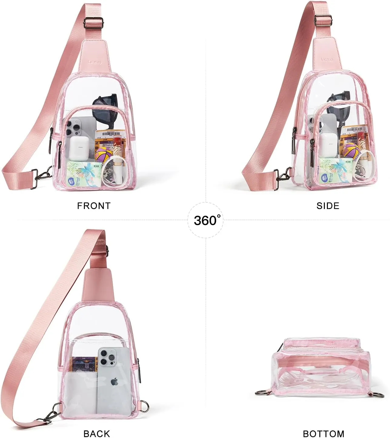Clear Bag for Stadium Events, Clear Purse for Women Stadium Crossbody Bag, Transparent Bag for Concerts Sports