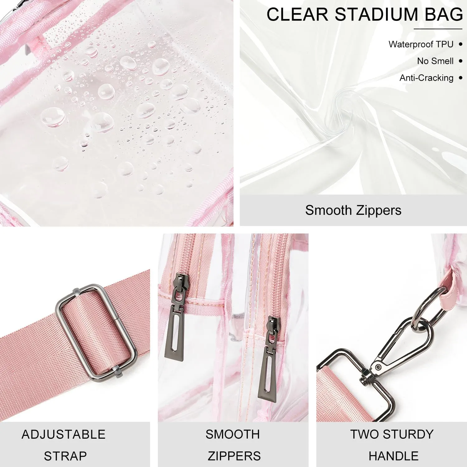 Clear Bag for Stadium Events, Clear Purse for Women Stadium Crossbody Bag, Transparent Bag for Concerts Sports
