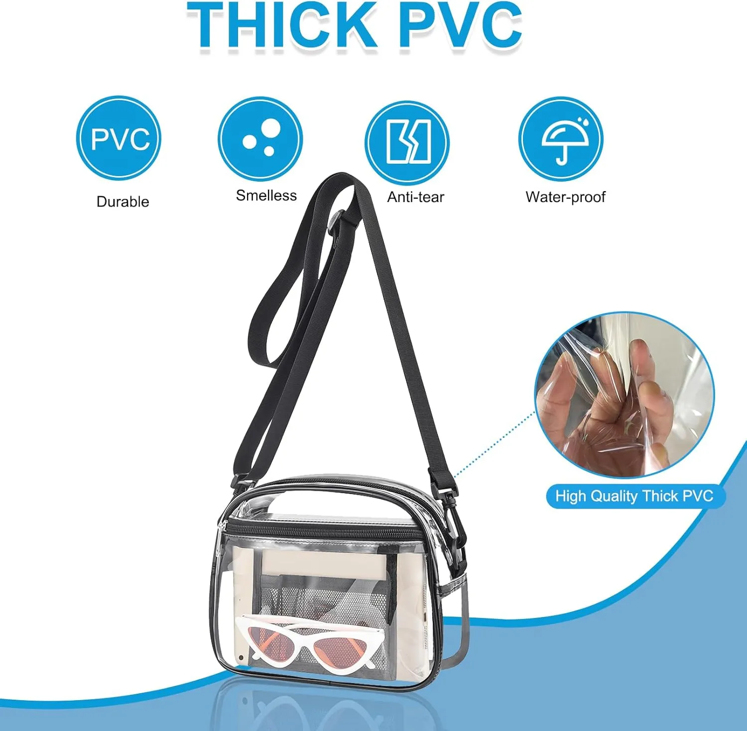 Clear Bag for Stadium Events Mini Small Clear Purse Clear Bag for Stadium Events Concert Sport Work