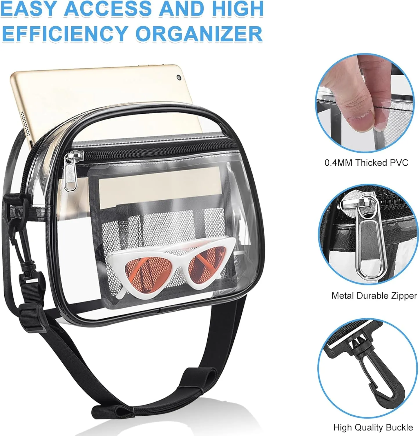 Clear Bag for Stadium Events Mini Small Clear Purse Clear Bag for Stadium Events Concert Sport Work