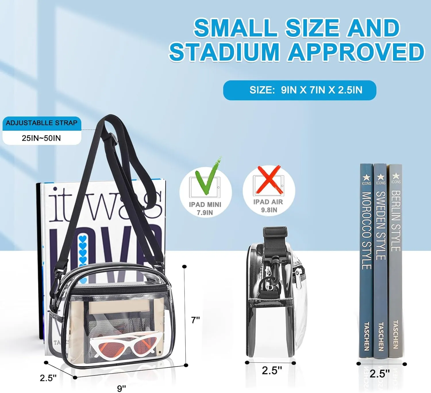 Clear Bag for Stadium Events Mini Small Clear Purse Clear Bag for Stadium Events Concert Sport Work