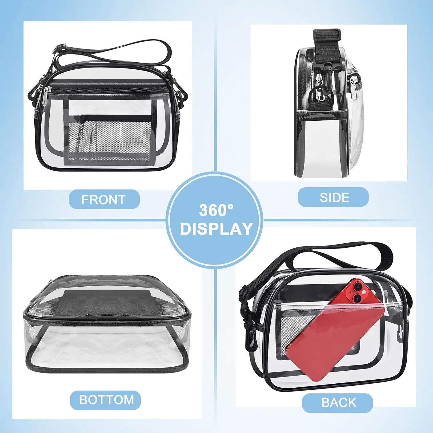 Clear Bag for Stadium Events Mini Small Clear Purse Clear Bag for Stadium Events Concert Sport Work
