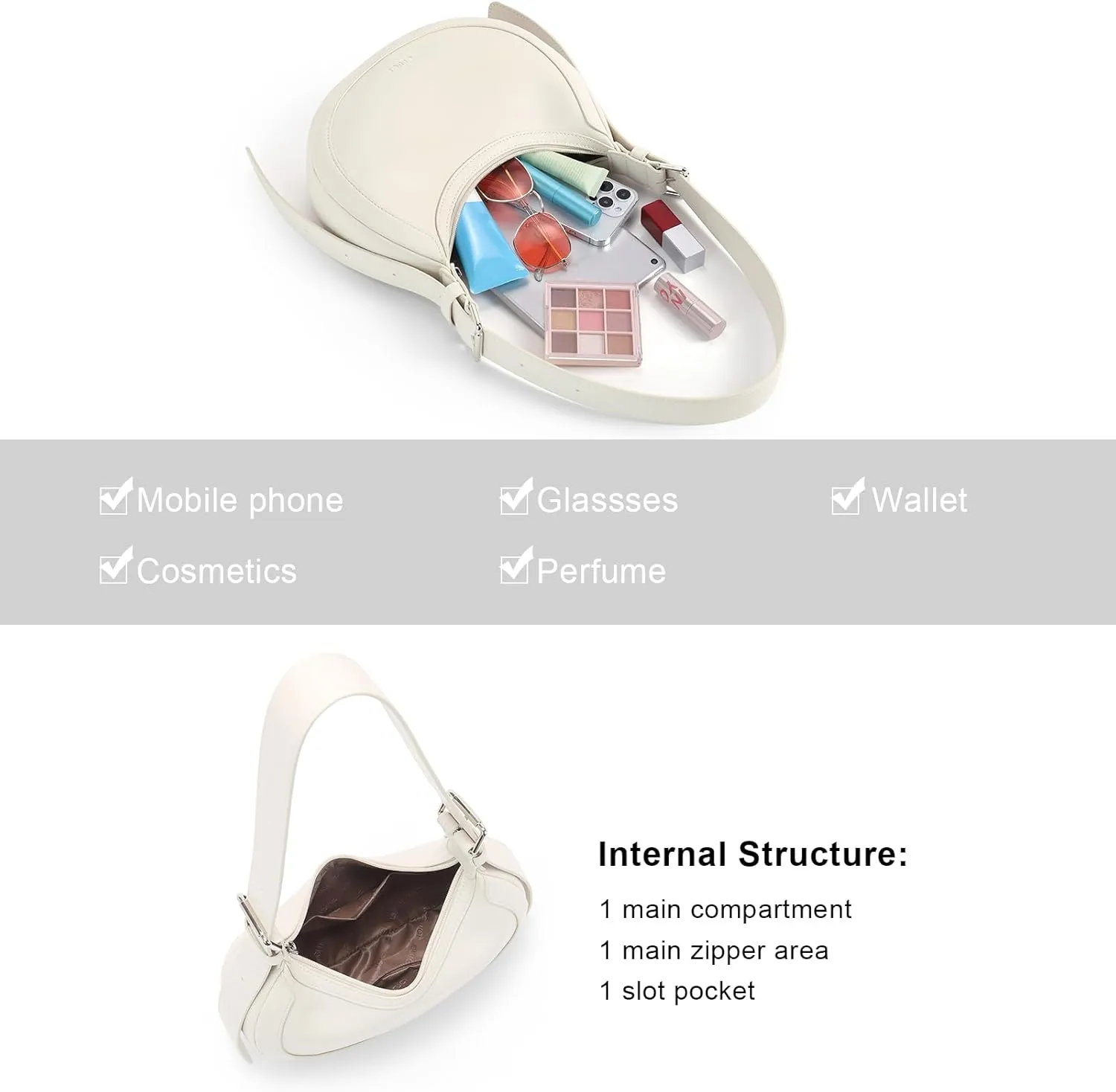CLUCI Shoulder Bag for Women, Purses for Women, Handbag Hobo Bags Vegan Leather Crossbody Purse with Adjustable Strap