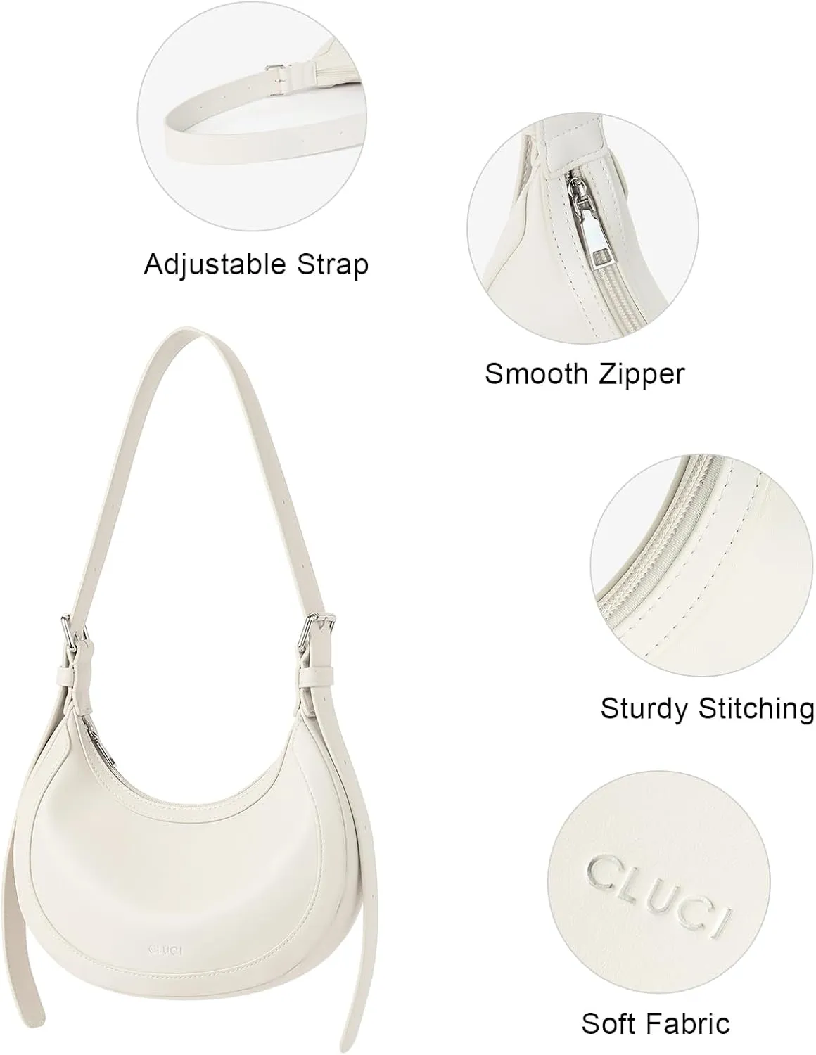 CLUCI Shoulder Bag for Women, Purses for Women, Handbag Hobo Bags Vegan Leather Crossbody Purse with Adjustable Strap