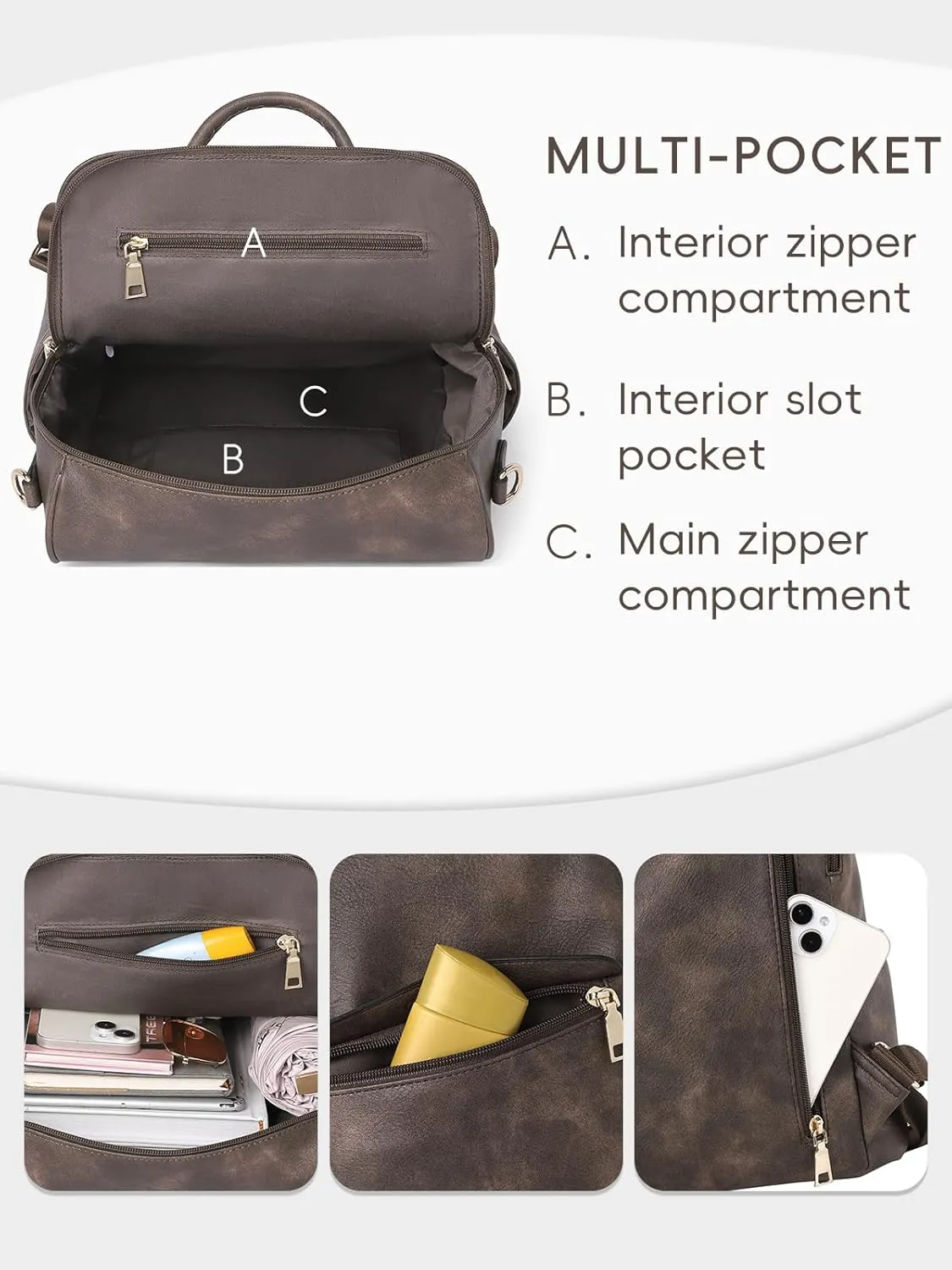 CLUCI Womens Backpack Purse Leather Anti-theft Large Fashion Designer Travel Bag Ladies Shoulder Bags