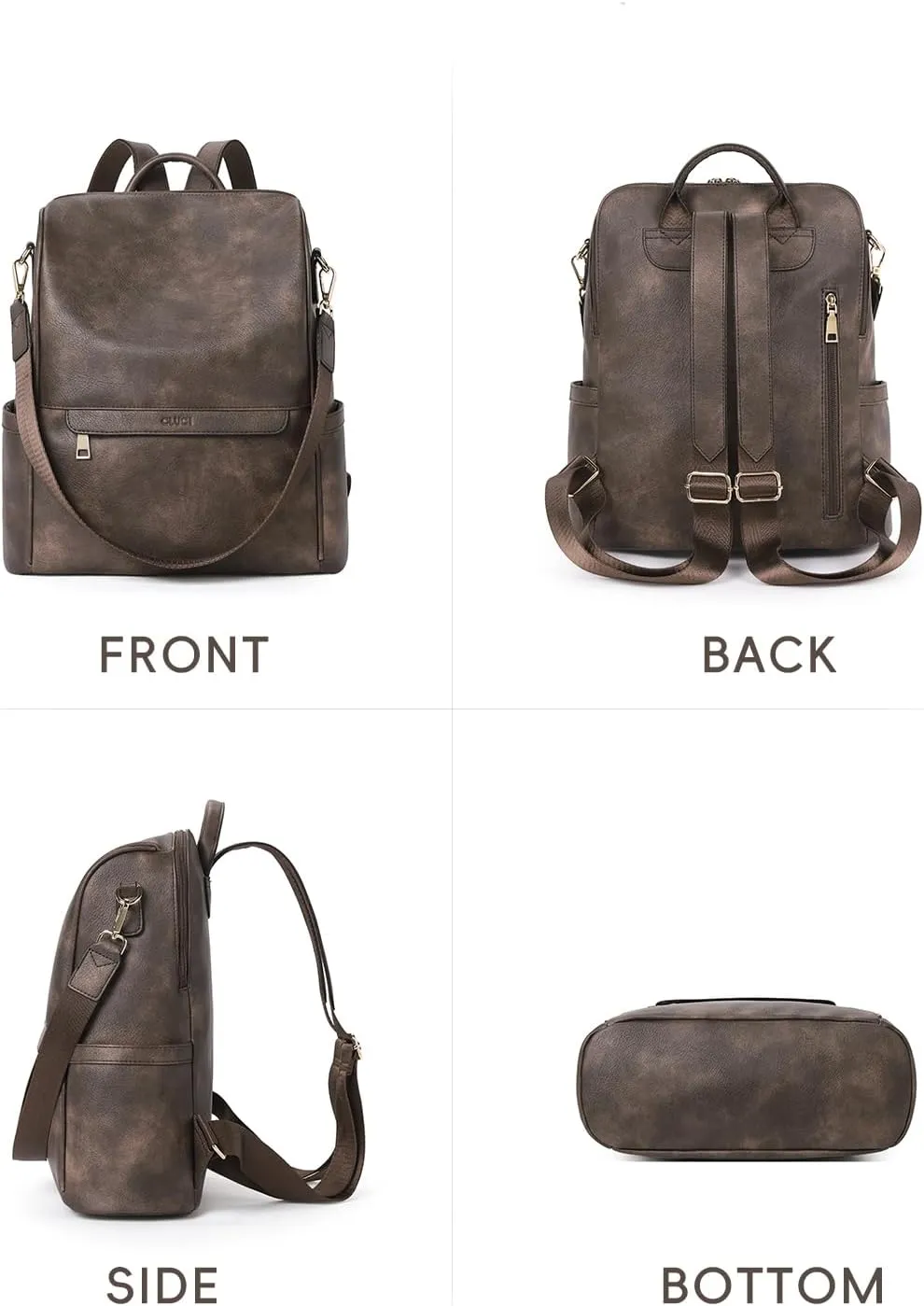 CLUCI Womens Backpack Purse Leather Anti-theft Large Fashion Designer Travel Bag Ladies Shoulder Bags