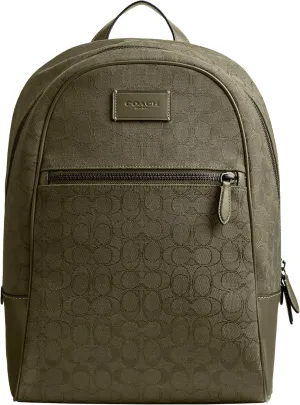 Coach Men's Theo Backpack in Signature Jacquard, Olive Drab, One Size