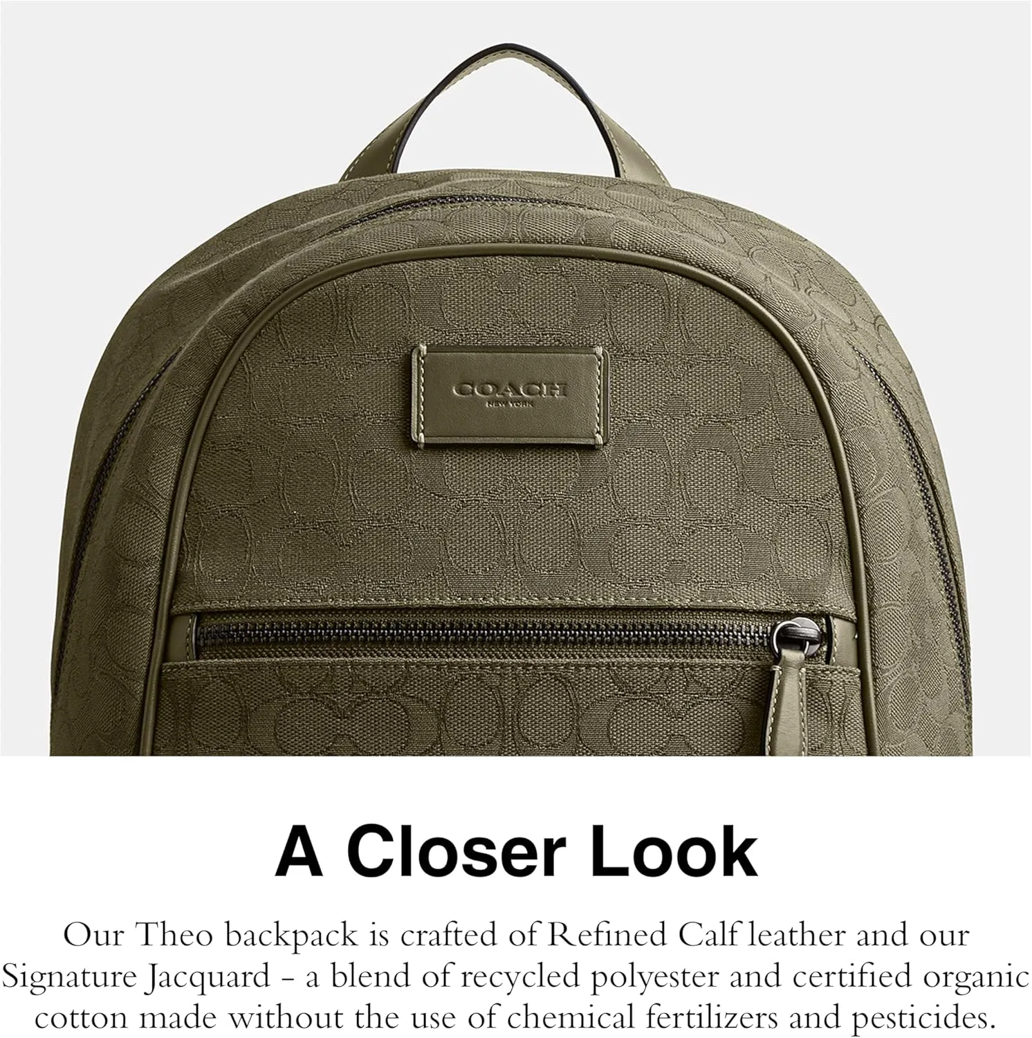Coach Men's Theo Backpack in Signature Jacquard, Olive Drab, One Size