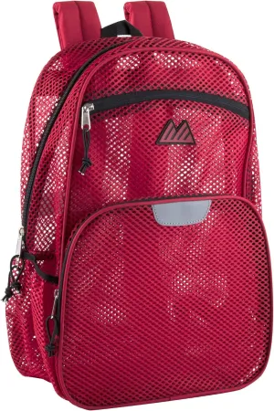 Collapsible Mesh Backpacks for Adults, School, Beach - Backpack with Reflective Strip and Wire Frame for Support (Red) Large