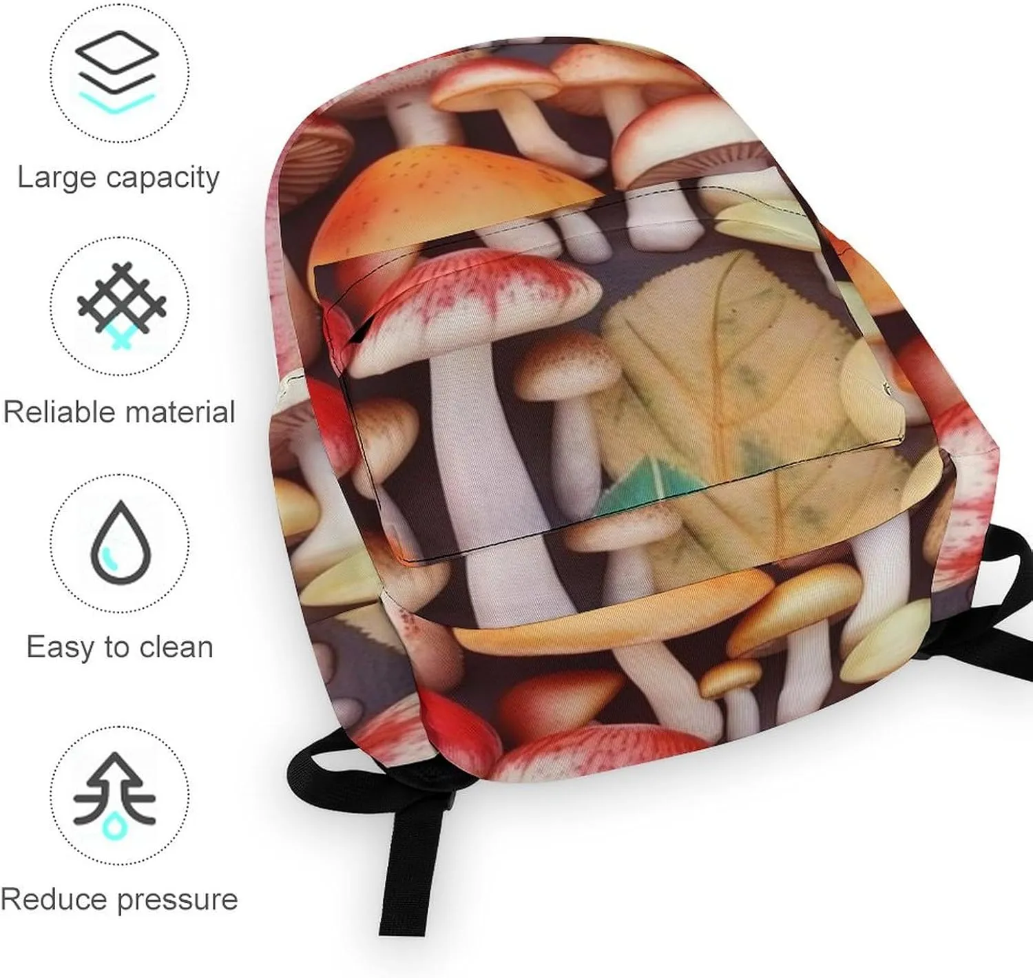 Colored Mushrooms Print Laptop Backpacks Casual Shoulder Bag Travel Daypack Fashion for Men Women