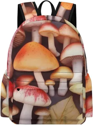 Colored Mushrooms Print Laptop Backpacks Casual Shoulder Bag Travel Daypack Fashion for Men Women