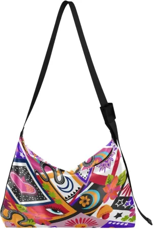 Colorful Mosaic Style Womens Shoulder Bag Hobo Crossbody Leather Casual Tote Bag for Women Large Seamless Print Handbag Shopping Bag