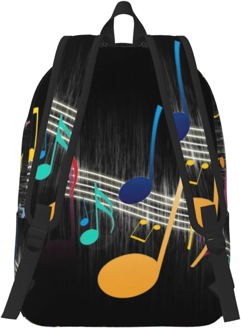 Colorful Musical Note Canvas Casual Lightweight Duffel Bag, Fashion Duffel Bag, Casual Daypack, Unisex Travel Backpack