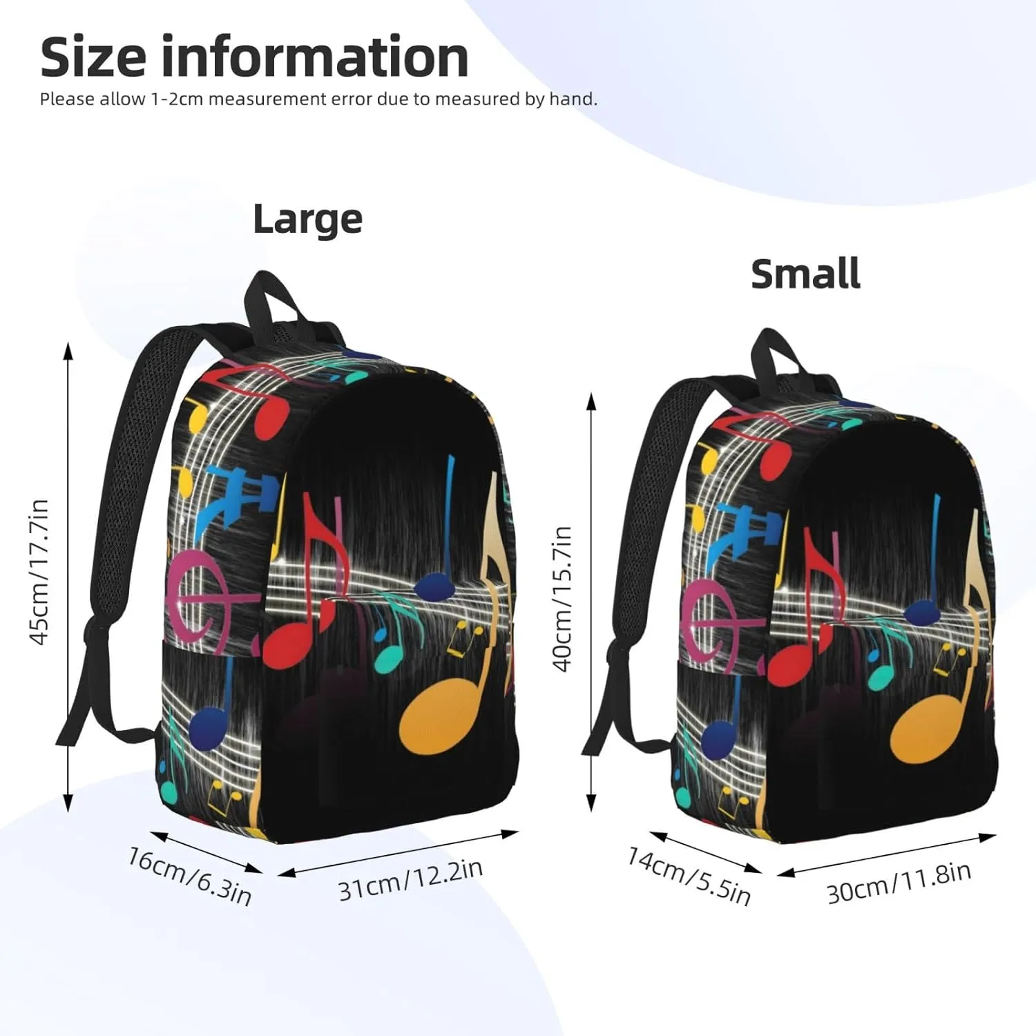 Colorful Musical Note Canvas Casual Lightweight Duffel Bag, Fashion Duffel Bag, Casual Daypack, Unisex Travel Backpack
