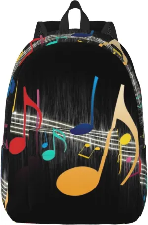 Colorful Musical Note Canvas Casual Lightweight Duffel Bag, Fashion Duffel Bag, Casual Daypack, Unisex Travel Backpack