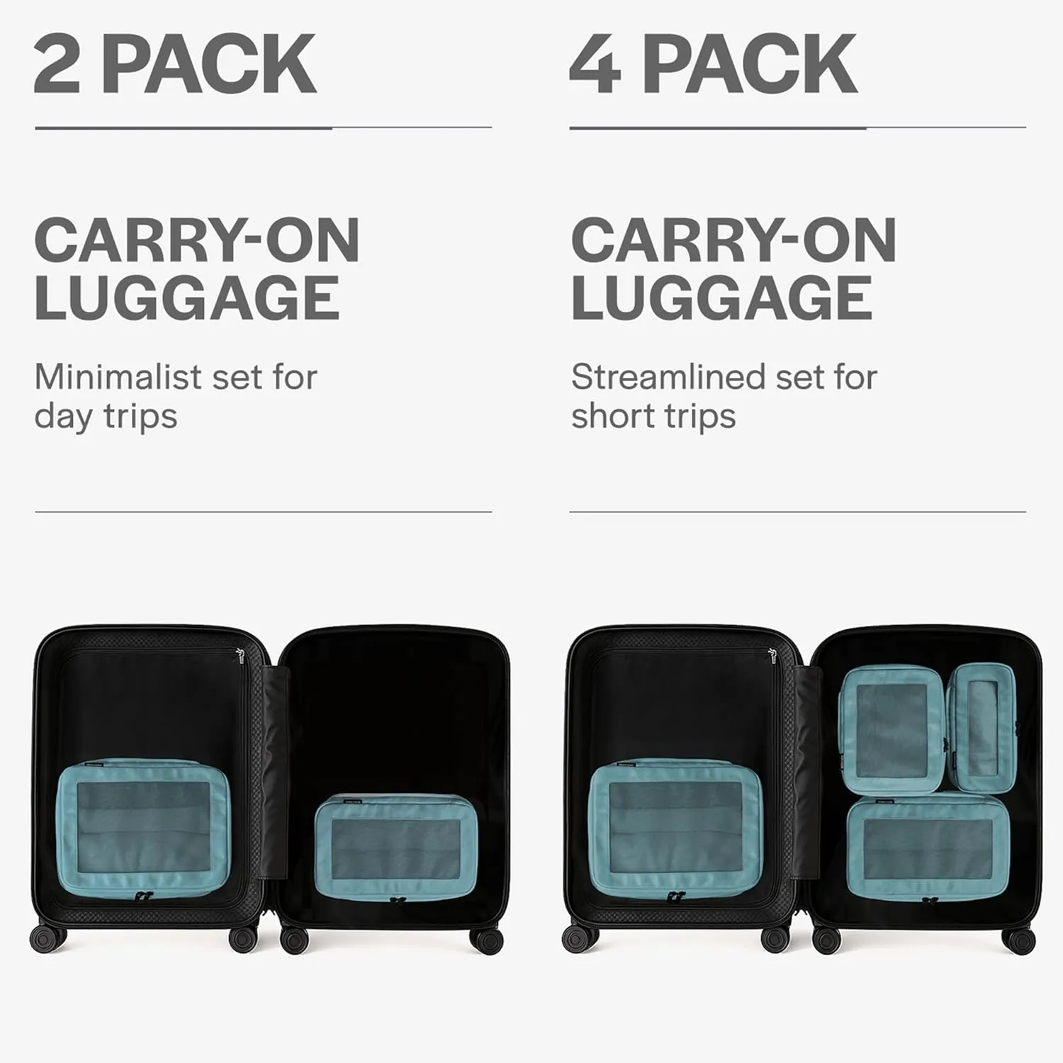 Compression Packing Cubes for Travel - Luggage Organizer Bags - Double Zipper Packing Cubes for Suitcases (4-Pack, Teal)